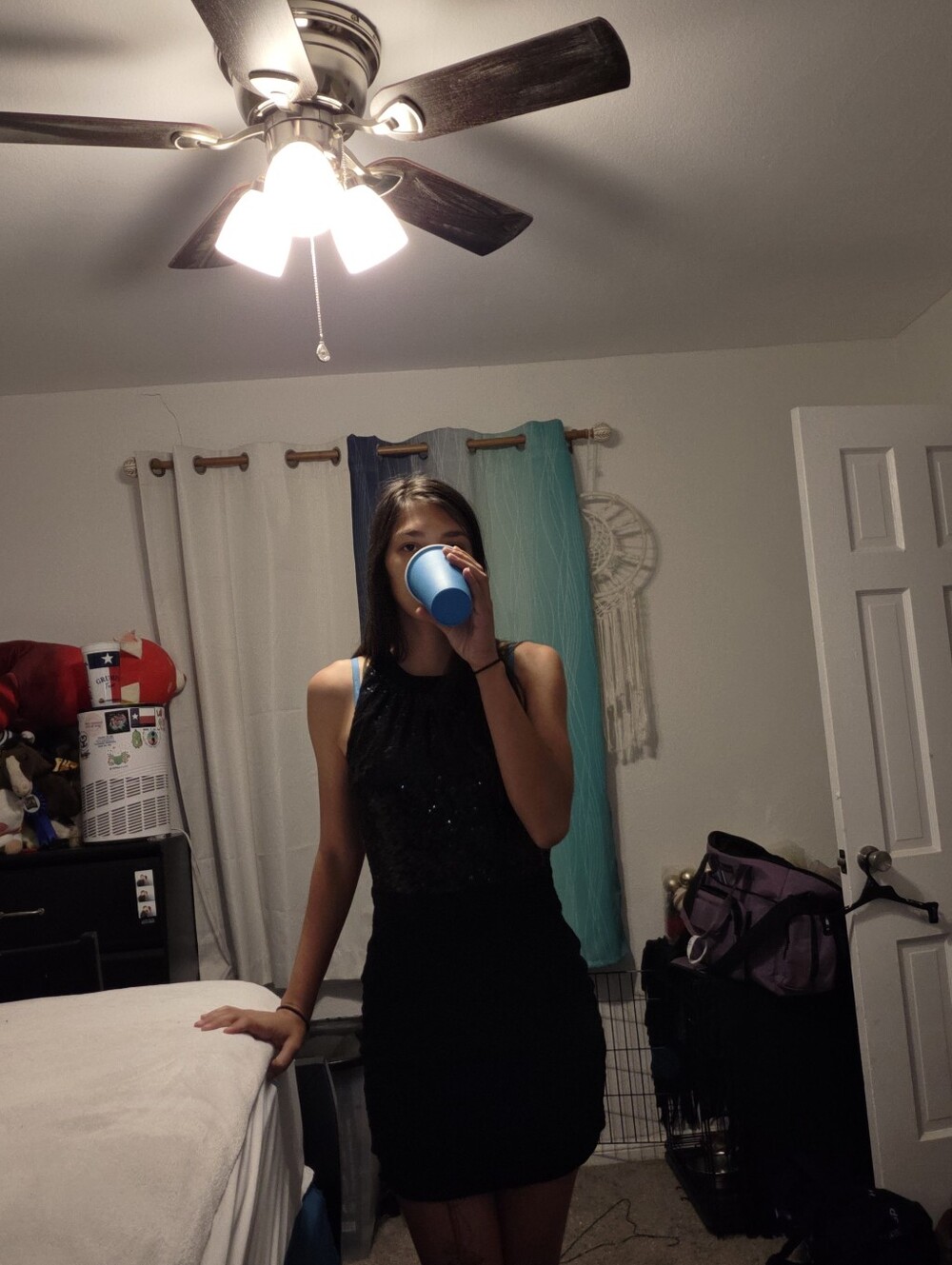 Black sequin cocktail dress